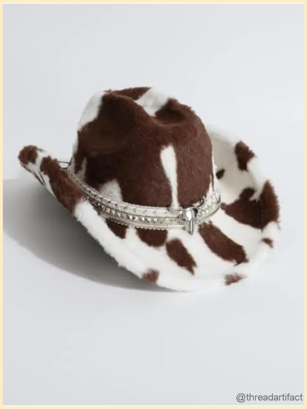 Faux Fur Cowboy Hat Wide Brim Cow Print Western Cowgirl Warm Cap